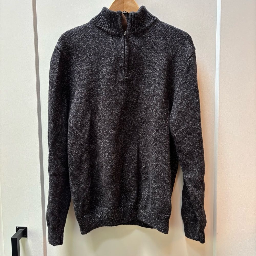 CHAPS Men’s 1/4 Zip Sweater – Dark Heathered Charcoal (XL)